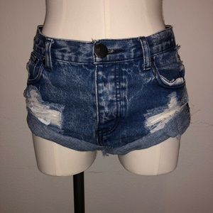 Sunset High Waisted Denim Shorts